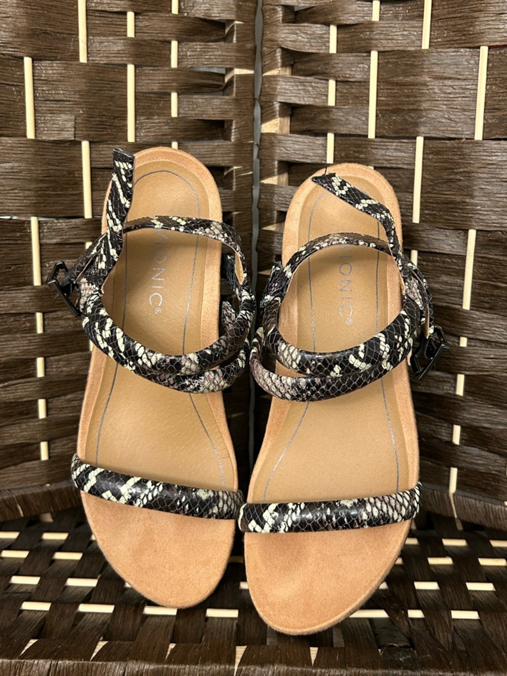 Vionic Boa Snake-Print Strappy Sandal